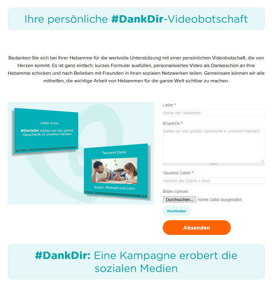 Pampers ehrt den Beruf der Hebamme mit der Aktion #DankDir.